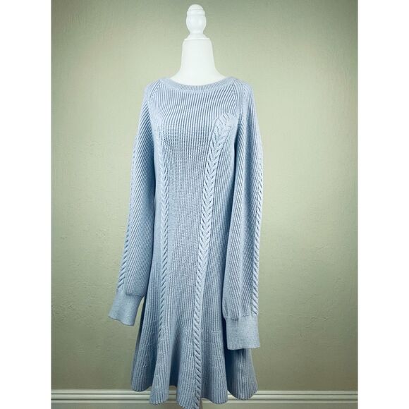 ~ NEW! XL Anthropologie Knit Sweater Dress Skater Mini Lavender Long Sleeve NWT - Picture 16 of 16